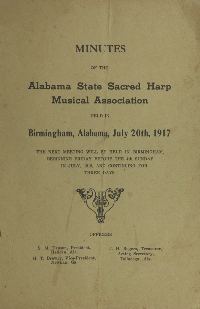 Alabama State Sacred Harp Musical Association minutes, 1917